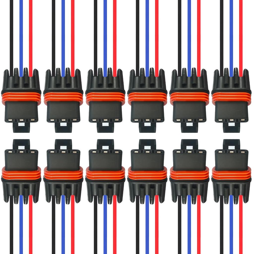 3 Pack Polaris Bus Bar Connectors – Pulse Bar Power Plug Harness for Ranger XP 1000 / RZR / RS1 / General 2018–2025 (Black Blue Red)