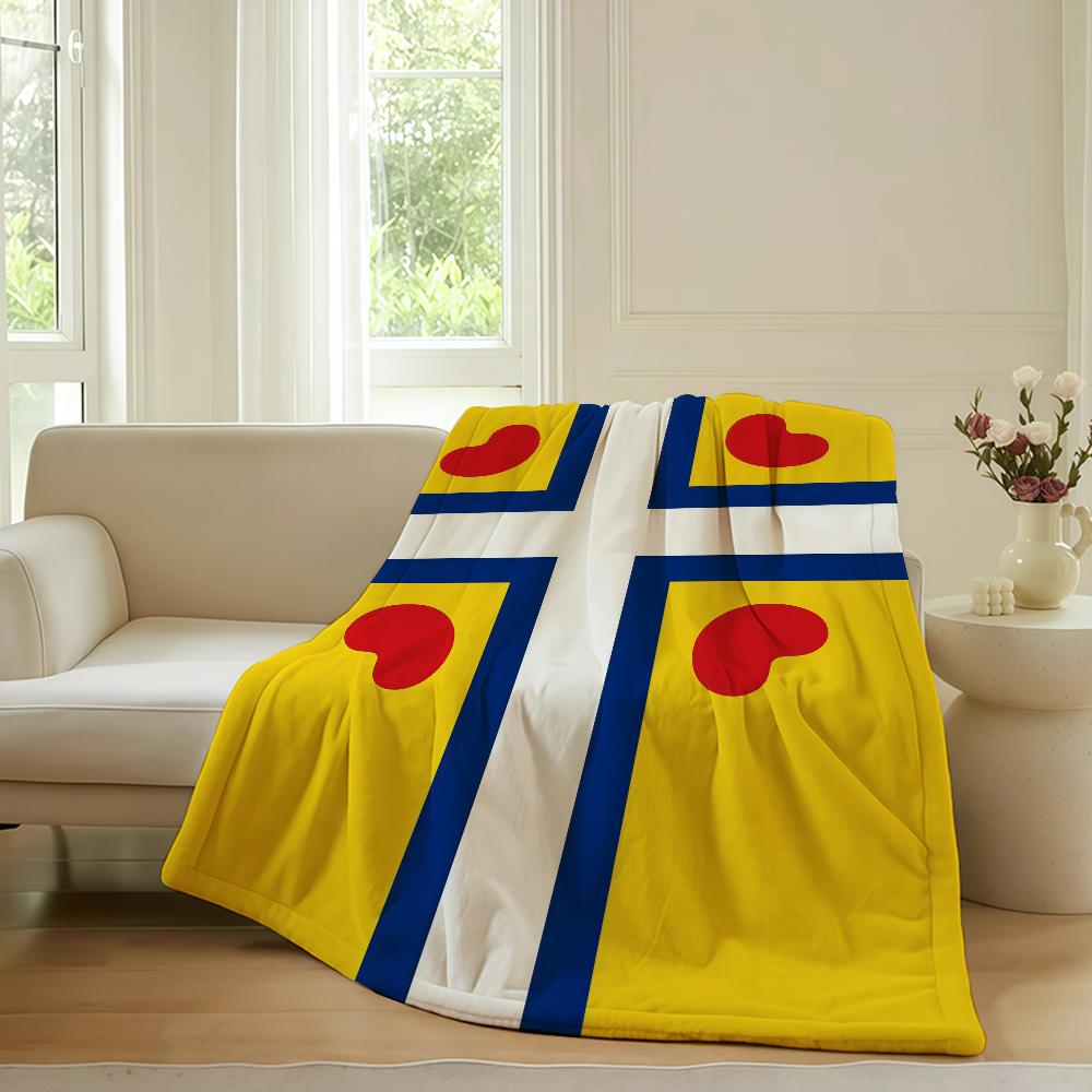 Nation flag Frisian flag Blanket For Sofa Office Bed Plane Travel Sleep Read Relax Camping Soft And Warm