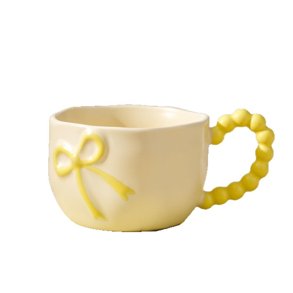 Kreatywny kubek ceramiczny z kokardą, o wysokim wyglądzie, do domu, dla dziewcząt, w pudełku prezentowym, lekki luksus, wysoka jakość, kubek do wody