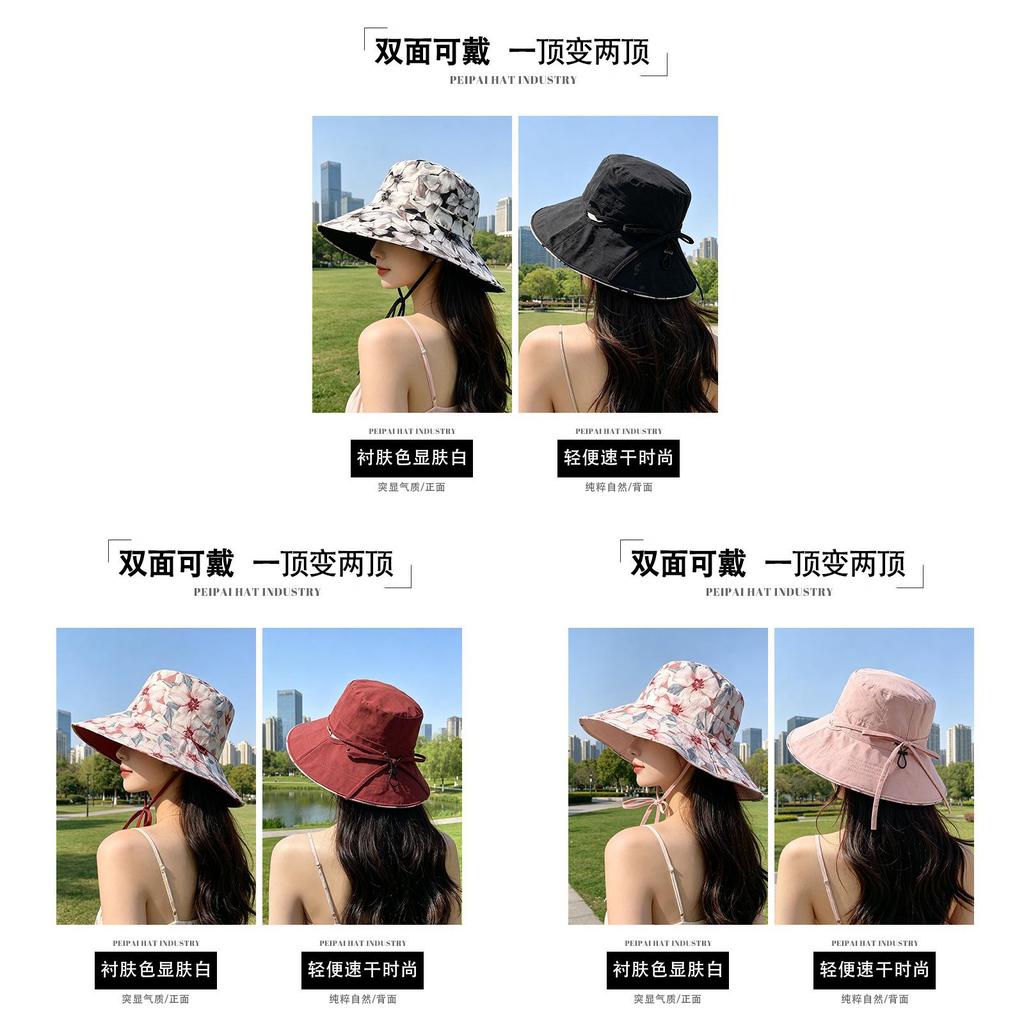 Fashion Print Doublesided Fisherman Hat With Wide Brim For Summer Travel