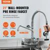 Commercial Faucet with Pre-Rinse Sprayer, 21" Height, 8" Center, 12" Swing Spout, Wall Mount Kitchen Sink Faucet, Brass Constructed Device with Pull