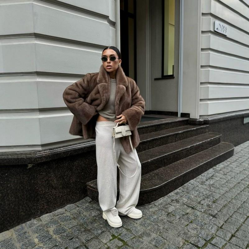 Dame Faux Mink Pelsfrakke Vinter Varm Tyk Ydertøj Med Krave