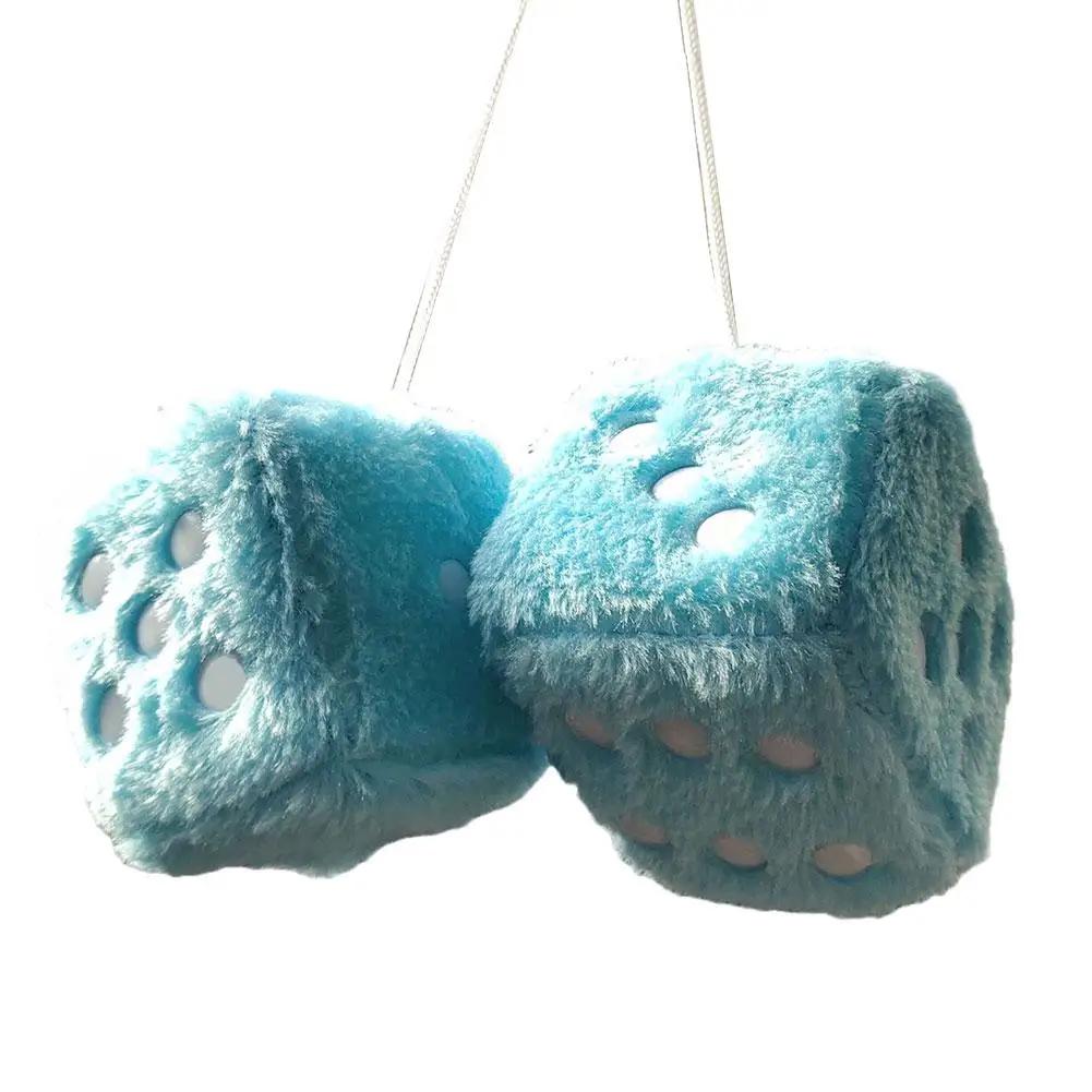 Mode Auto Rückspiegel Hängeanhänger Paar Fuzzy Plüschwürfel Auto Heimdeko Ornament Autozubehör Innenraum Hängende Deko
