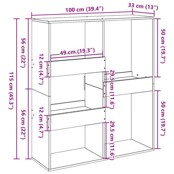 VidaXL Cloison de séparation chêne sonoma 100x33x115cm bois ingénierie, séparateur de pièce, cloison de pièce, cloison de 3309548