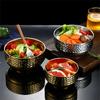 Ciotola di riso ramen con motivo a diamante in acciaio inossidabile 304, ciotola anti-scottatura per insalata, porridge, zuppa, ciotola al vapore, stoviglie da cucina, contenitore per alimenti