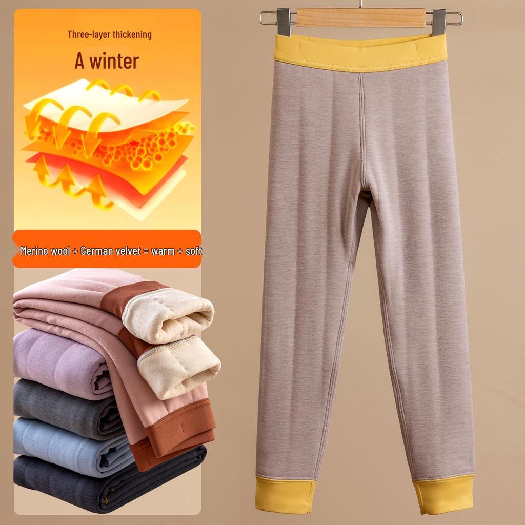 Children's Thickened Velvet School Uniform Pants: Double-Sided Fleece Autumn/Winter Leggings