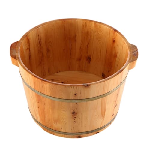 

Wooden Foot Bath Bucket, Hinoki Wood Footbath Tub, Thick Footbath Bucket, Easy to Use, for Home Use (26cm High x 36cm Diameter)