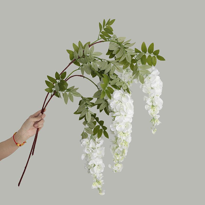 Wisteria Flower Wall Hang, Floral String Plants, Rattan Wedding Backdrop Arrangement, Home Ceiling Decor Vine, 3 Branches