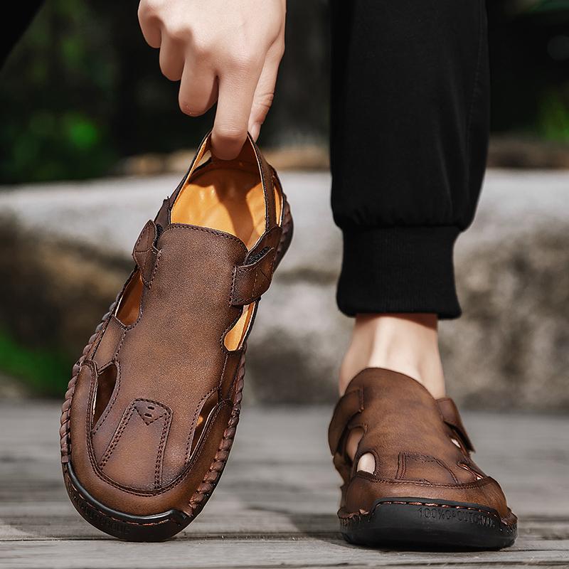 Fashion Men Fashion Beach Cool Sandals Outdoor Casual Male Shoes 2025 New Classic Leather Men Shoes Summer New Large Size Men's Sandals