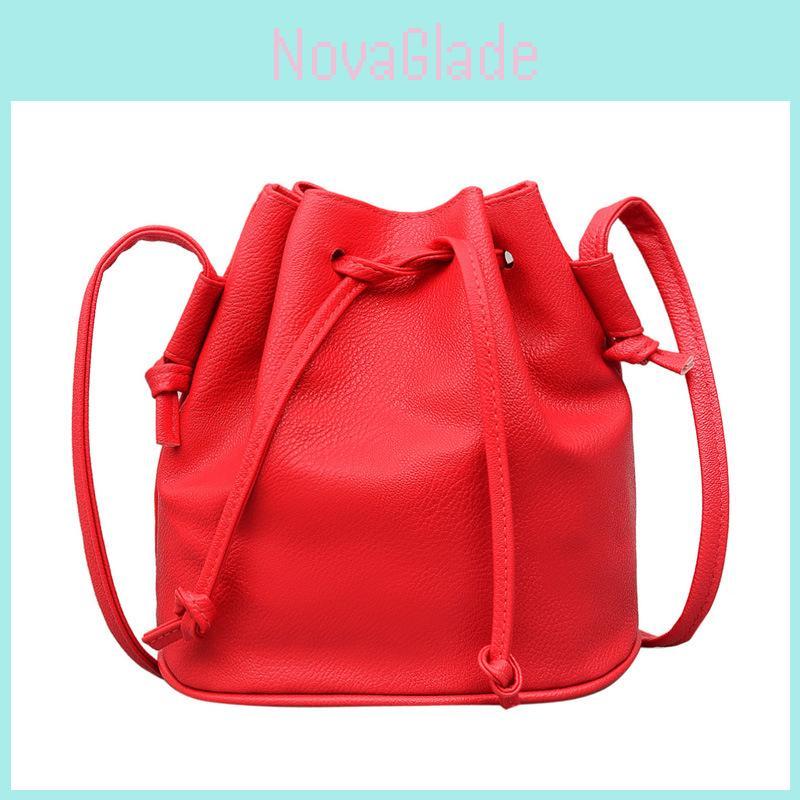 Stylish And Versatile Hot Sale Women Handbag Small Bucket Shape Bags Pu Leather Shoulder Crossbody Bag