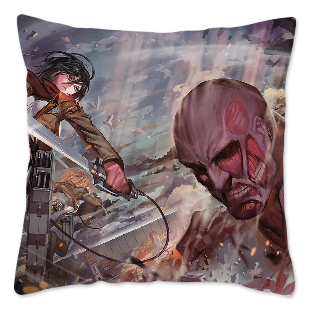 Attack On Titan Pillow Case Home Decoration Polyester Cushion Cover for Sofa Bedroom Throw Pillow Cover Housse De Coussin
