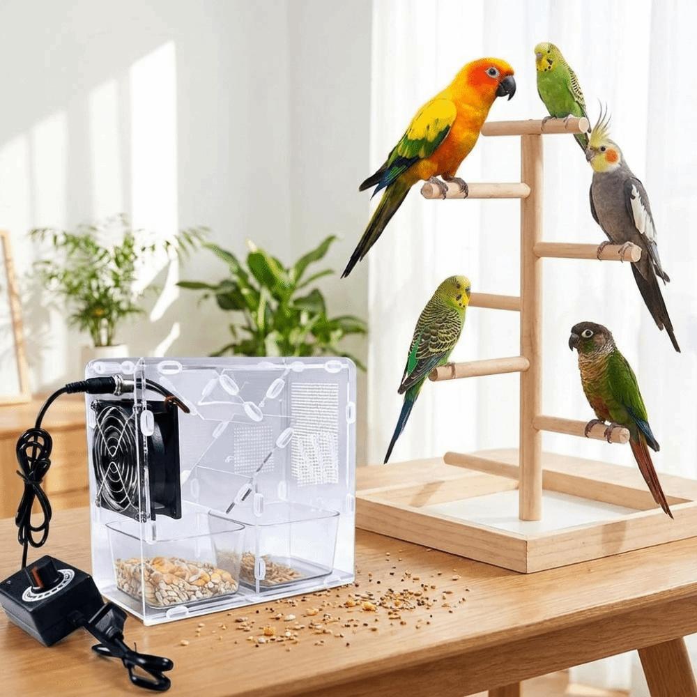 Clear Acrylic Bird Grains Shelling Machine Adjustable Speed Bird Food Separator Bird Breeder