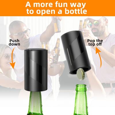 Automatic Beer Bottle Opener with Magnetic Cap Catcher No Damage To Caps Push Down Wine Beer Cap Opener Creative Kitchen Tools
