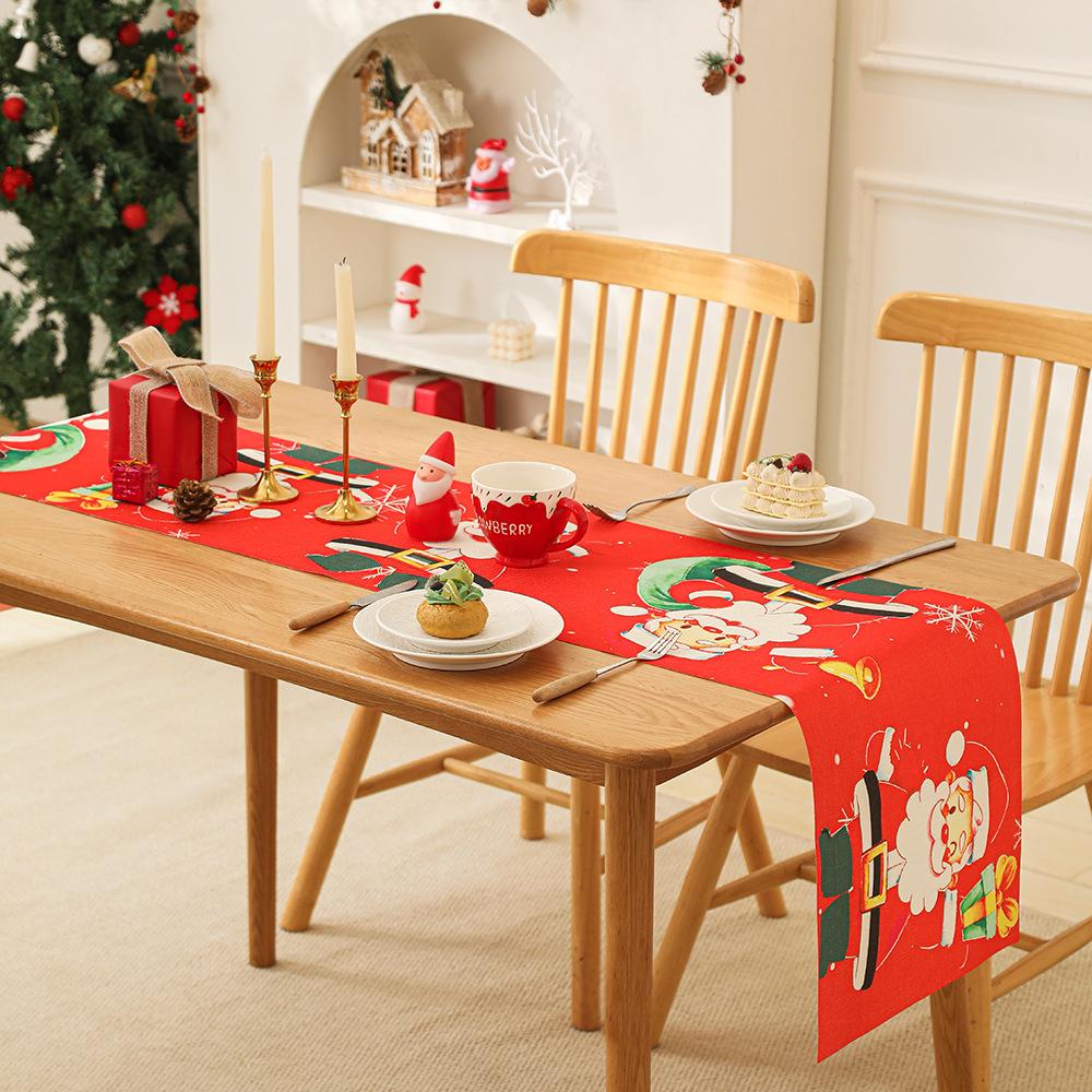 Christmas Table Runner 2026 New Luxury Snowflake Elk/Santa Claus Pattern-for Holiday Dinner Party, Xmas Dining Table Decoration