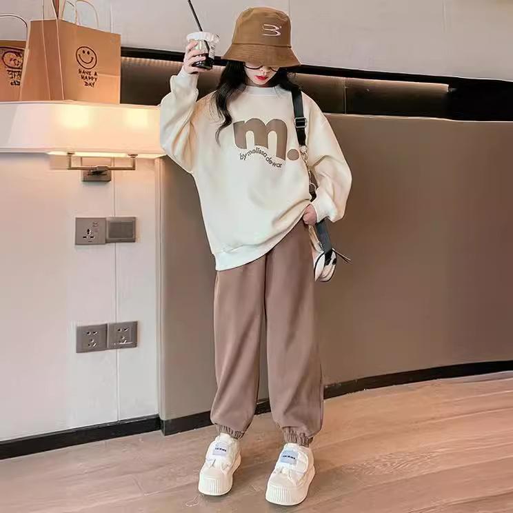 Mädchen Frühling Rundhals Sweatshirt Sweatpants Zweiteiler