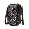 Steampunk Vintage Mini Square Crossbody Bag Women PU Leather Rivet Chain Detail Zip Phone Pocket