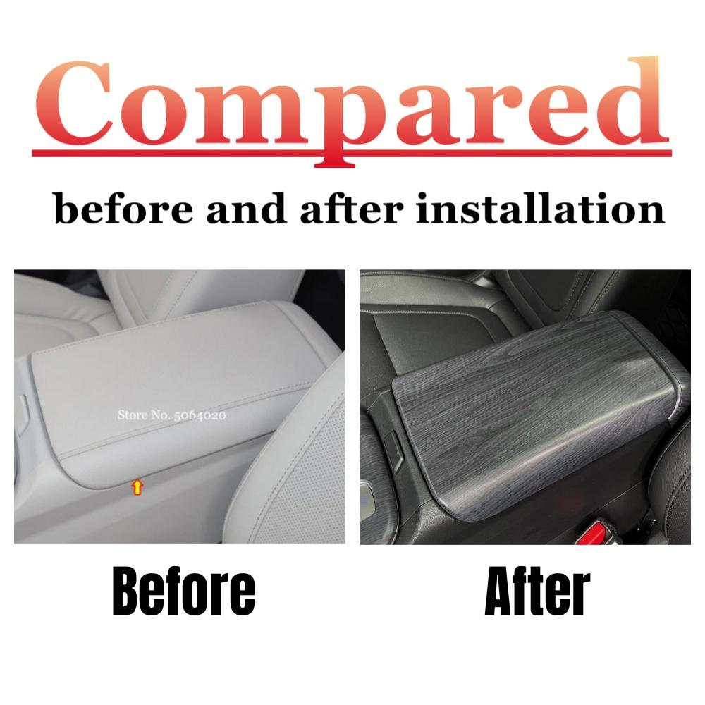 For Hyundai Tucson NX4 2021 2022 2023 Wood grain Car Armrest Storage box Grid Cover Sticker Trim Styling Internal Accessories 4eg