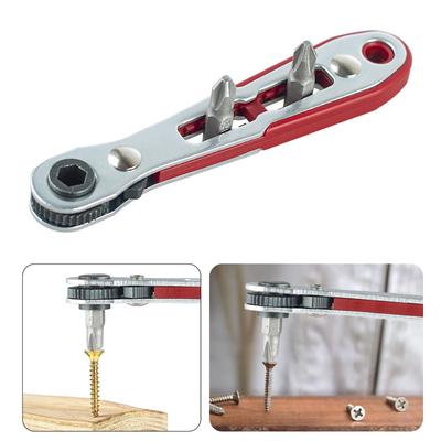 1 Pièce Mini Manuel Bidirectionnel Cliquet Hex Tournevis Clé Multipurpose Magnétique Angle Droit Tête Plate Outil à Douille