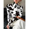 Lady's Sexy High-neck Long-sleeved T-shirt, Soft Texture for Autumn and Winter Tops, Machine Washable