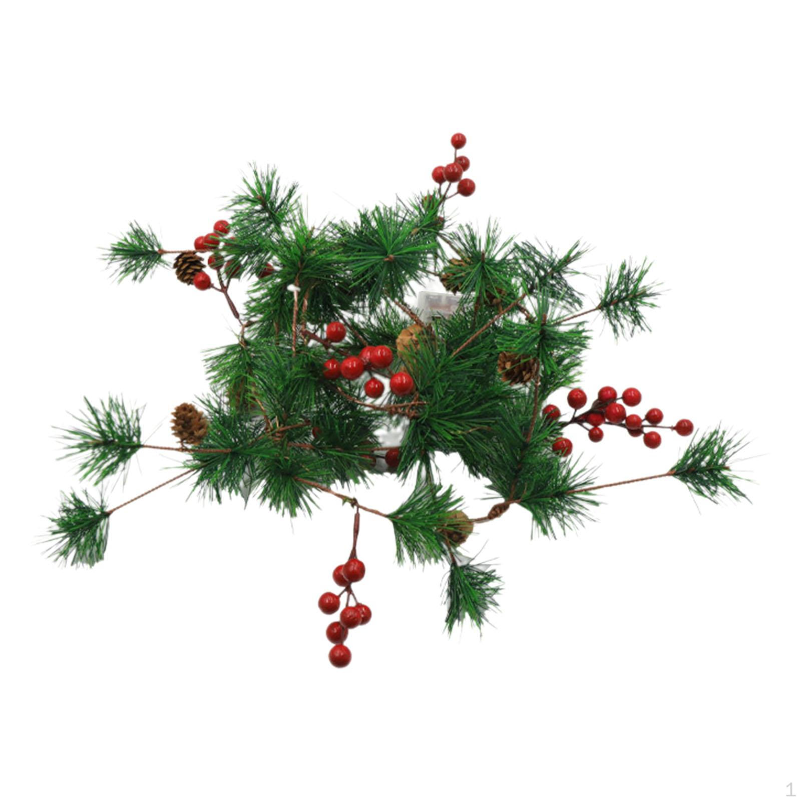 

Artificial Christmas Garland String Light Party Supplies 2 M Xmas Decor for Porch Fireplace Indoor Red Berries