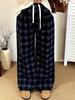 Women's Plus Size High Waist Vintage Plaid Wide Leg Pants - Winter 2025 Collection