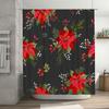 Waterproof Shower Curtains with Floral Christmas Decorations for Bathroom Red Poinsettia Pattern, Polyester Fabric, Durable Wash