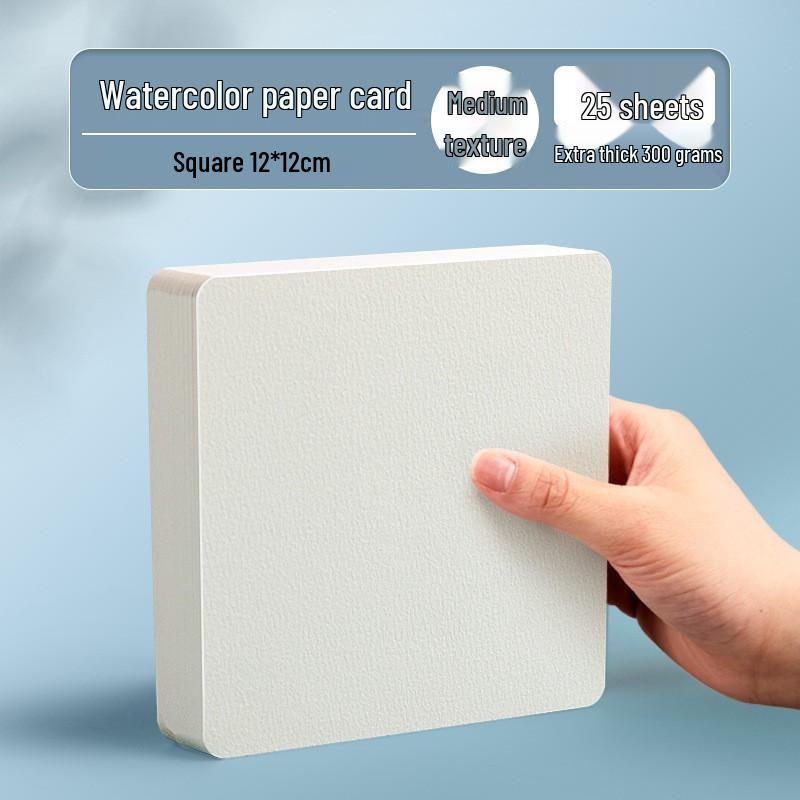 300g Watercolor Postcard Paper - Thick, Medium Rough Texture, Wood Pulp, Square, Blank Cardstock for Painting and Drawing