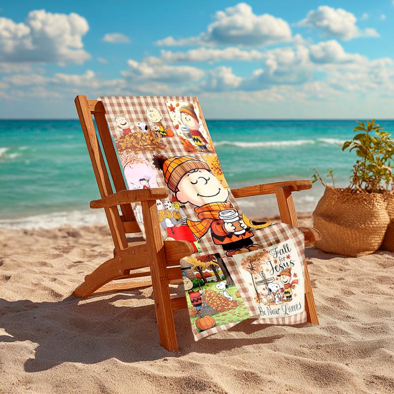 1Pc Autumn Charlie Brown Celebration Beach Towel Quick Dry Multiuse For Beach Pool Gym Yoga Home Travel Christmas Halloween Xmas Gift S1495