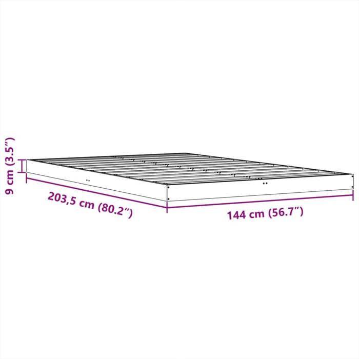 VidaXL Cadre de lit cire marron 140x200 cm bois de pin massif, meuble de chambre à coucher, sommier, lit en bois, 847150
