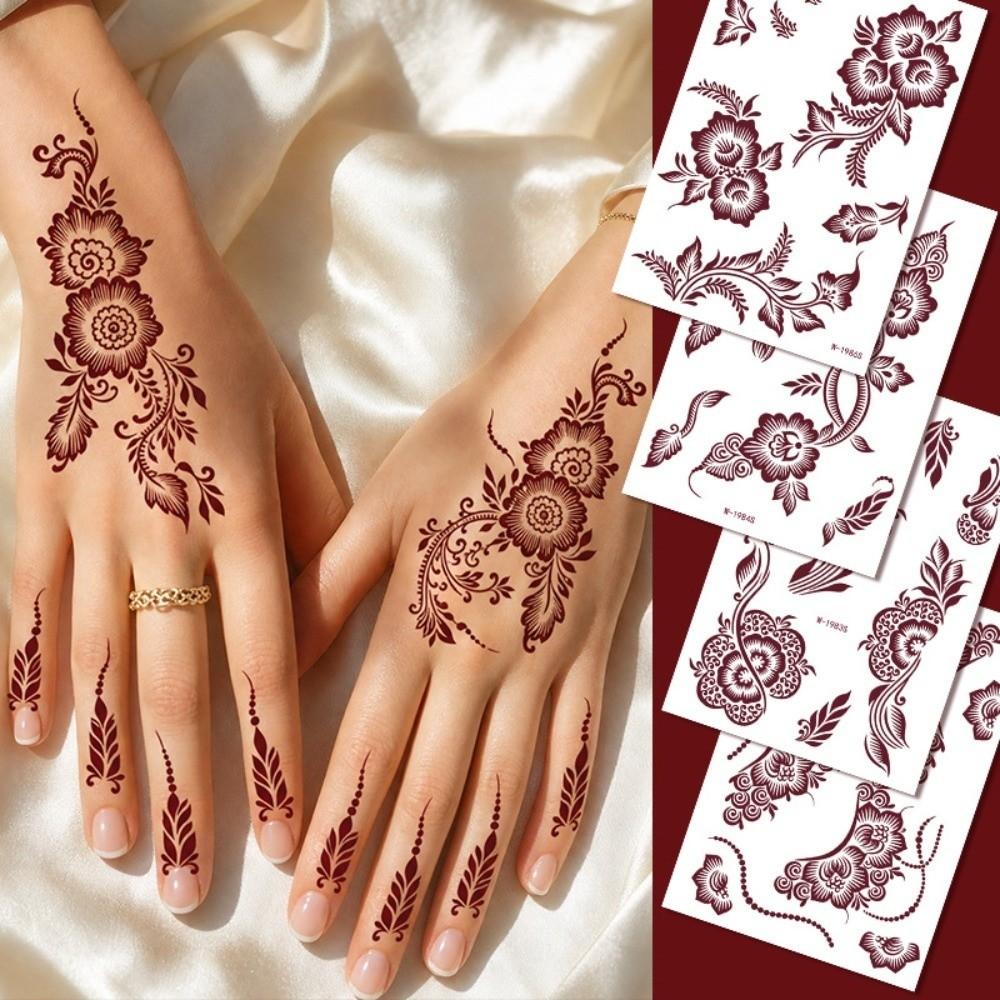 Red Mehndi Stickers Henna Tattoo Stickers Lace Fake Tattoo Red Henna Tattoo Decals India Mehndi