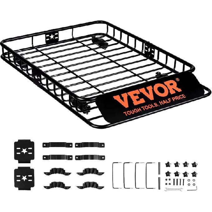 Roof Rack Cargo Basket, 46 x 36 x 4.5 Rooftop Cargo Carrier, Heavy-Duty 200 LBS Capacity Universal Roof Rack Basket, Luggage
