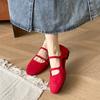Flat Bottom Retro Suede Mary Jane Single Shoes Women's Shoes 2025 New Spring and Summer Gentle Skirt Evening Shoes Women