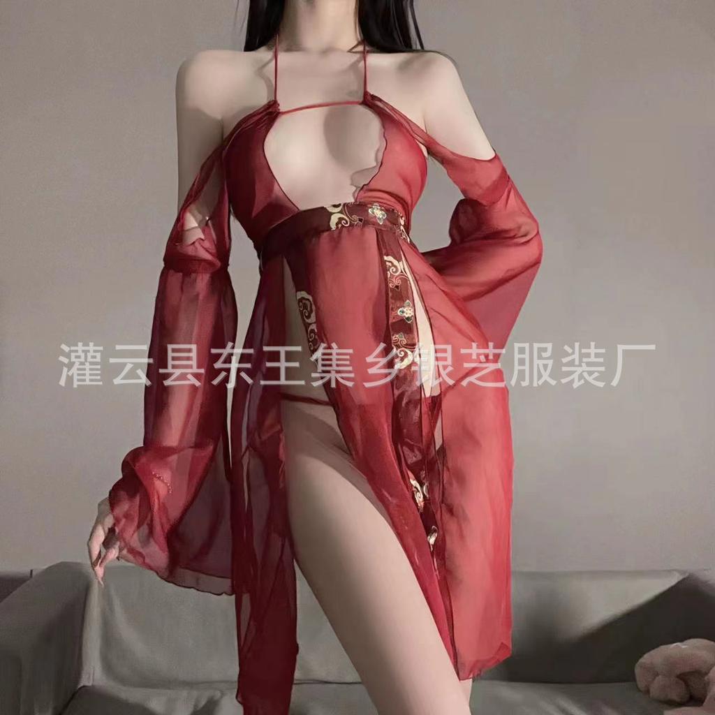Sexy underwear women's pure desire hot retro style Hanfu private long nightgown