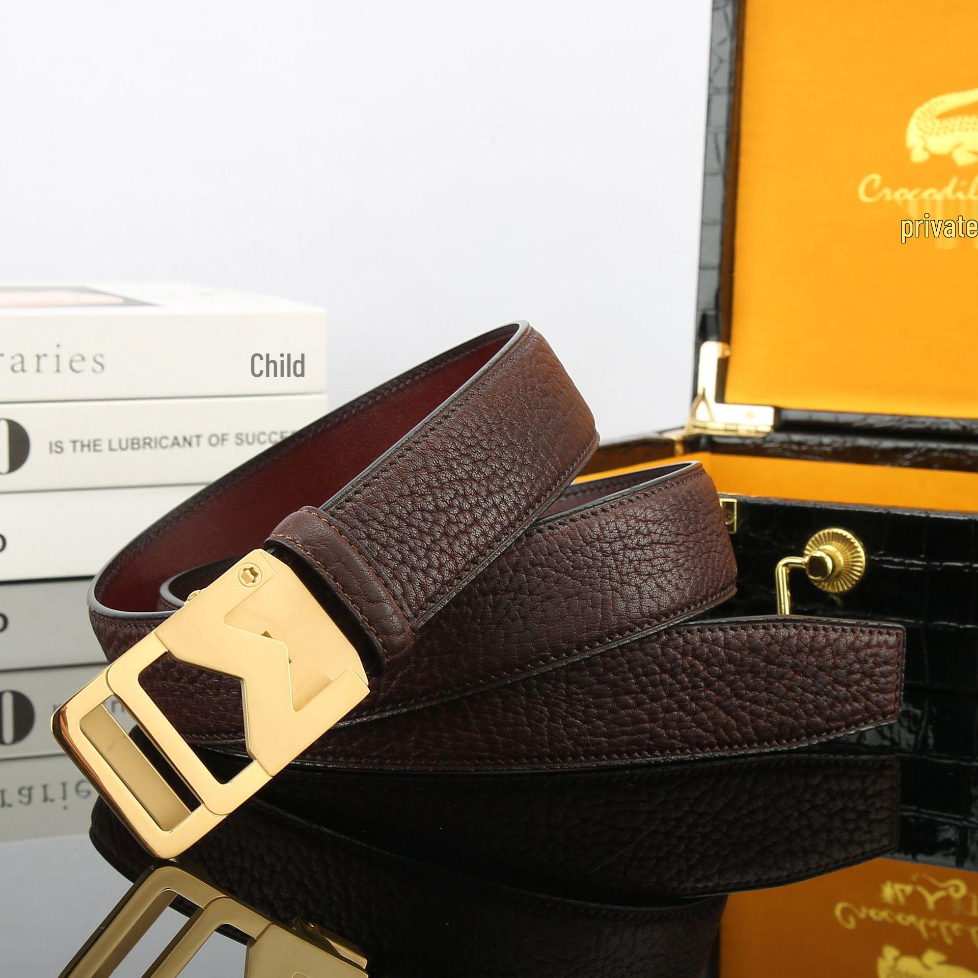 

Мужской ремень с автоматической пряжкой - Премиальная текстура дикой коровьей кожи, Кожа высшего слоя, Ширина 3,5 см, Элегантность в стиле бизнес-кэжуал 115cm