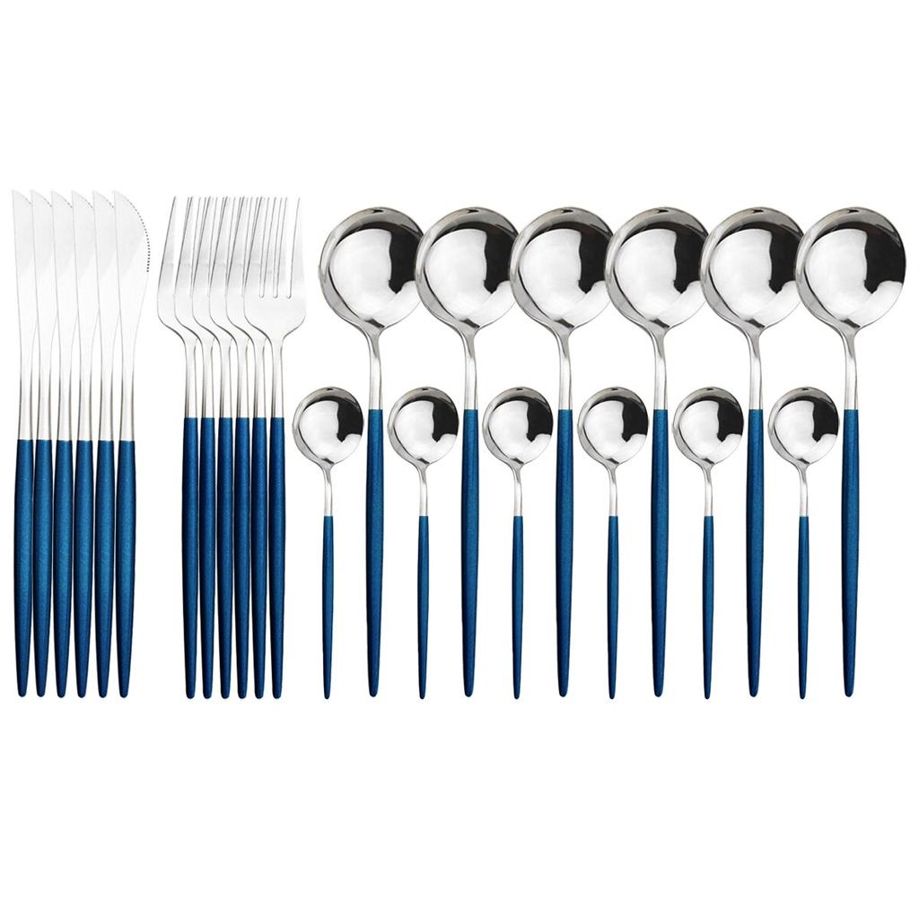 24Pcs Stainless Steel Dinnerware Cutlery Set Knives Forks Coffee Spoon Dinner Tableware Kitchen Utensils Flatware Set