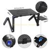  Adjustable Foldable Aluminum Laptop Table Desk Stand Holder with Cooling Fan Mouse Pad for Bed Lap PC