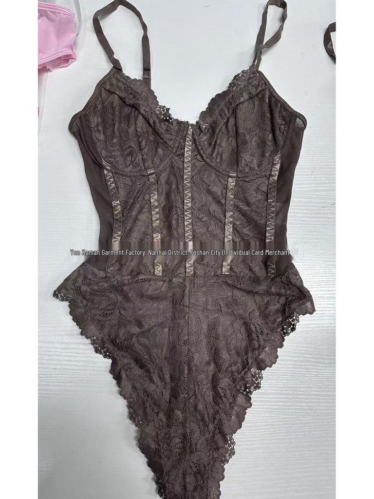 Sexy Lace Trim Slimming Backless Bodysuit