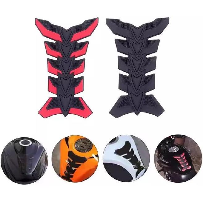 3D Protector Decal Sticker, Motorcycle Tank Protector, Motorcycle Gel Oil Gas Tank Pad Fish Bone Protector Decal Sticker Pad Decor Rubber(black)