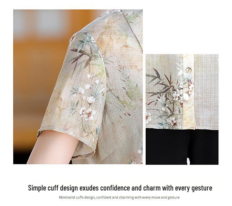 Chiffon Floral Short-Sleeved Top for 50+ Women - 2026 Summer Fashion