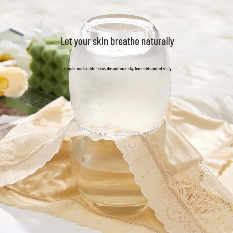 9081 Γυναικείες Αόρατες Αναπνέουσες Δαντελένιες Κιλότες που Ανασηκώνουν τους Γλουτούς - Ψηλόμεσες, Μεγάλα Μεγέθη, Μεταξωτές σαν Πάγος