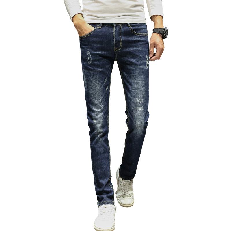 Korejská verze elastických slim fit džínů s malou dírkou pro pánské čtyřsezónní džíny s malými nohama