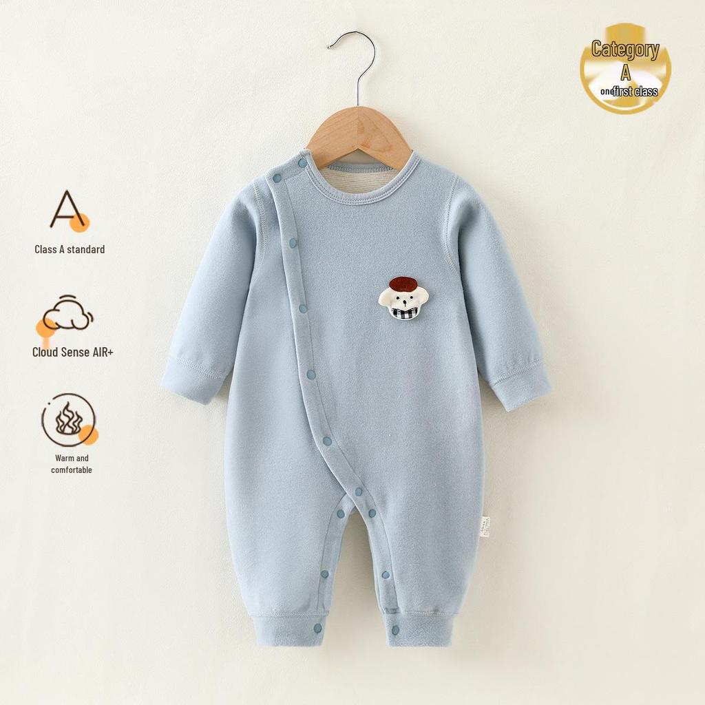 A-Class Warm Baby Onesie: Long-Sleeve, Belly-Protective, Perfect for Spring & Autumn, Ideal for Crawling & Outings