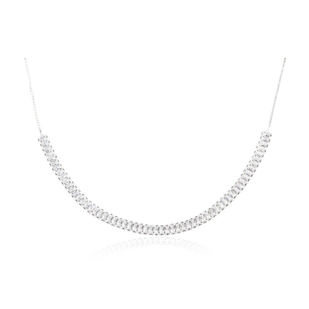 Silber 925 Rhea Quadrat Cubic Tennis Halskette