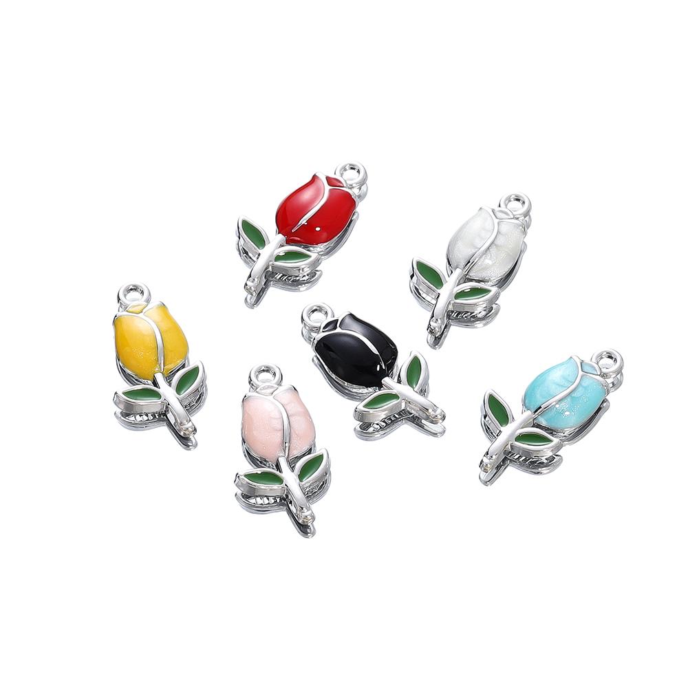 10Pcs/Lot 11.4*22.3mm Cartoon Alloy Tulip Shape Charms Loose Pendant For DIY Bracelet Necklaces Jewelry Making Accessories