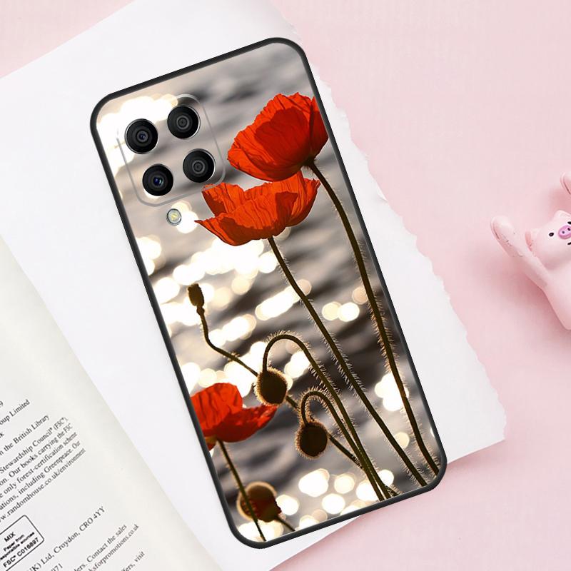 Red Corn Poppy Flower Case For Samsung Galaxy M52 M32 M12 M13 M53 M51 M31 M11 M14 M34 M54 M16 M36 M56 M15 M35 M55