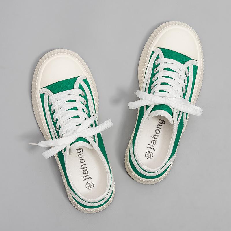 Canvas shoes women's 2025 spring and summer new versatile little white shoes casual board shoes women's muffin platform biscuit shoes women's B518