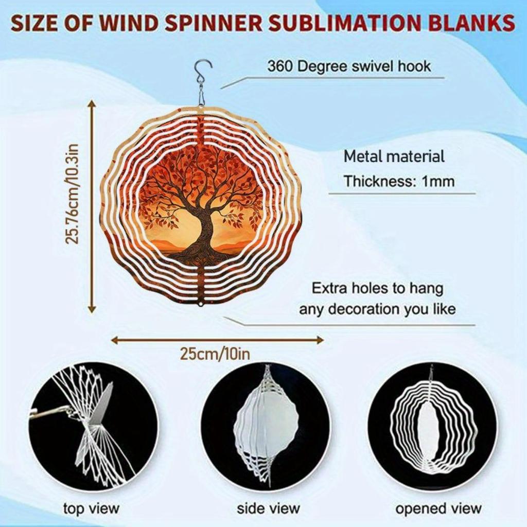 2D Metal Wind Chime with Red Tree Pattern & Mirror Reflection – Natural Bird Deterrent for Outdoor Decor, Garden