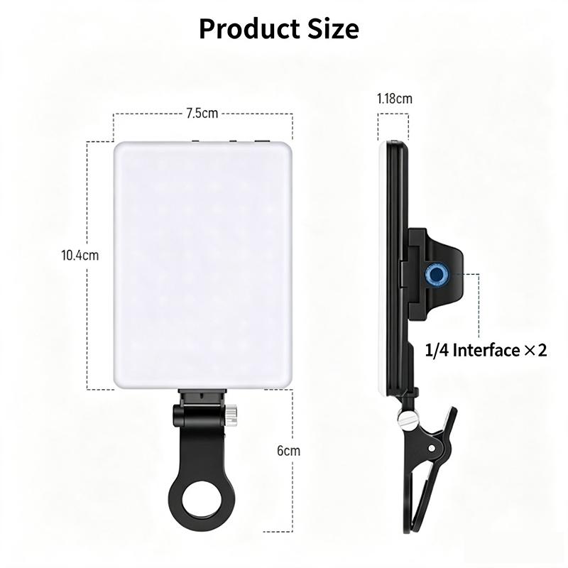 Portable Mini LED Selfie Fill Light 3 Modes Adjustable Brightness USB Rechargeable Lamp for Phone Computer Live Video Makeup