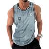 Retro Geometric Pattern Men's Vest Summer Casual Sleeveless 3D Printed Vest Loose Quick Drying Breathable T-shirt Pullover