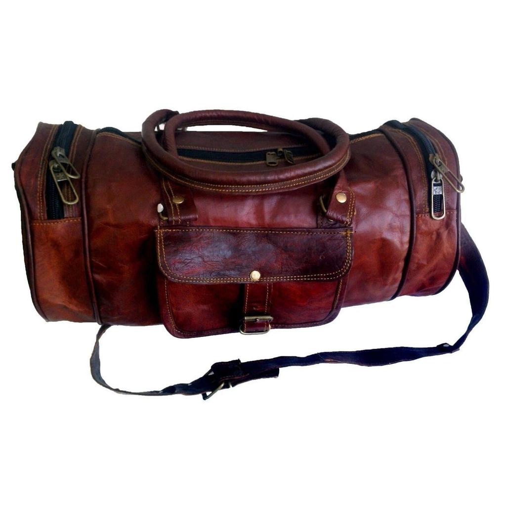 Bag Leather Duffle Travel Men Luggage Gym Vintage Genuine Weekend Overnight New